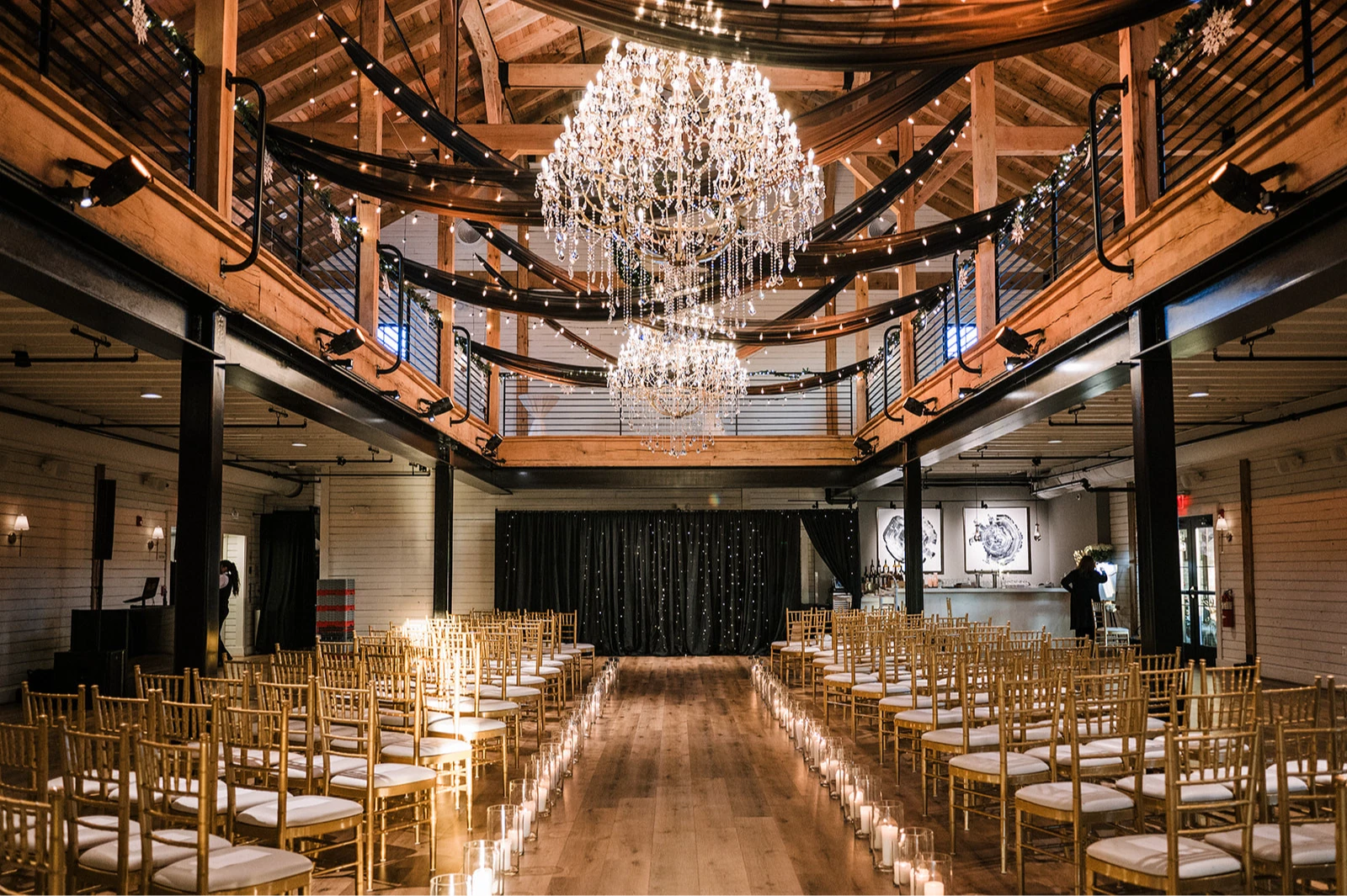 dark drapes main hall