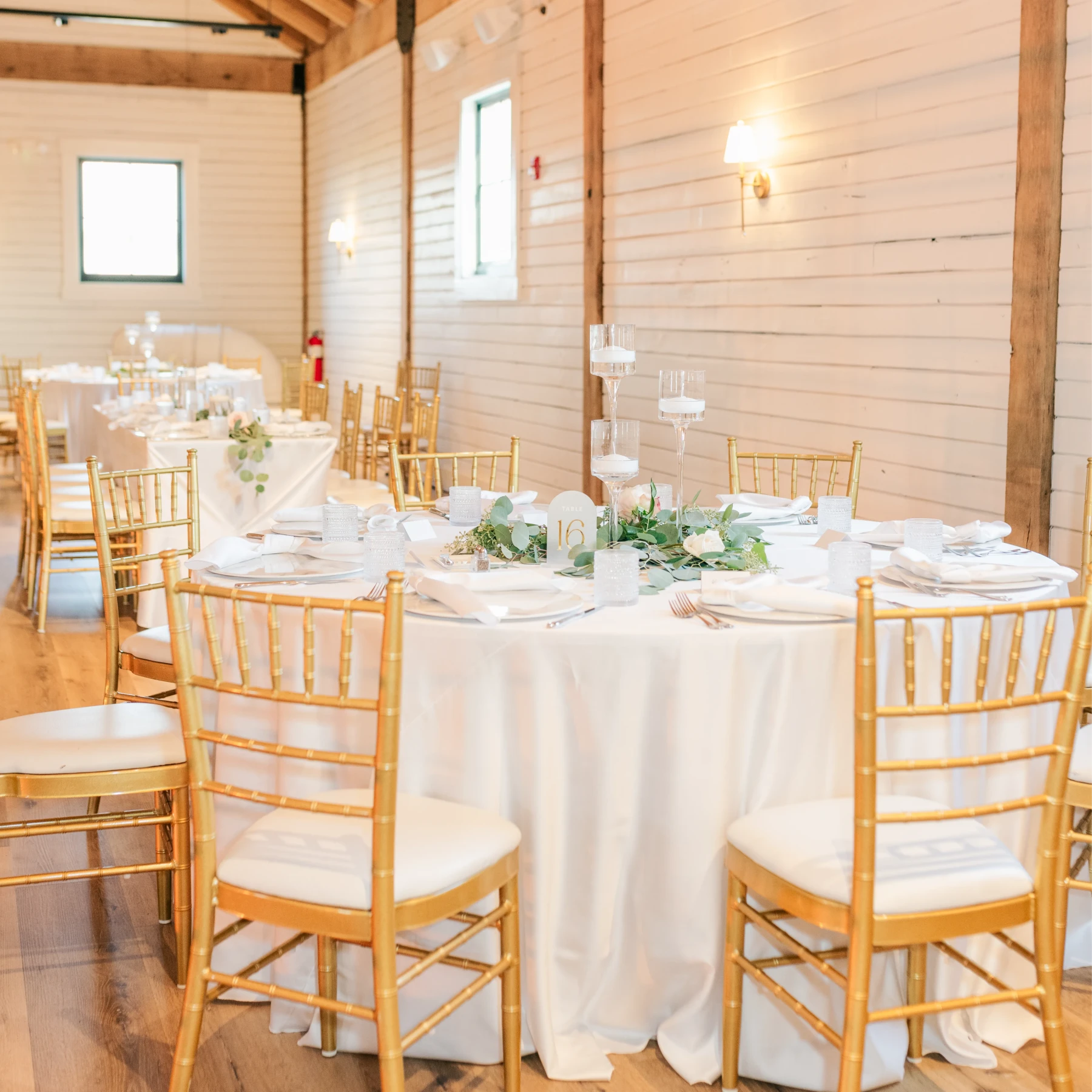 Tables set, ready for the wedding reception to begin