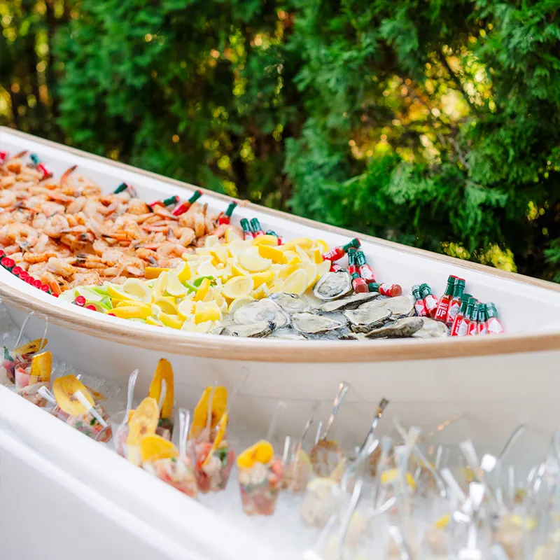 A literal boatload of fresh seafood ready for guests, outside at Brentsville Hall in Manassas