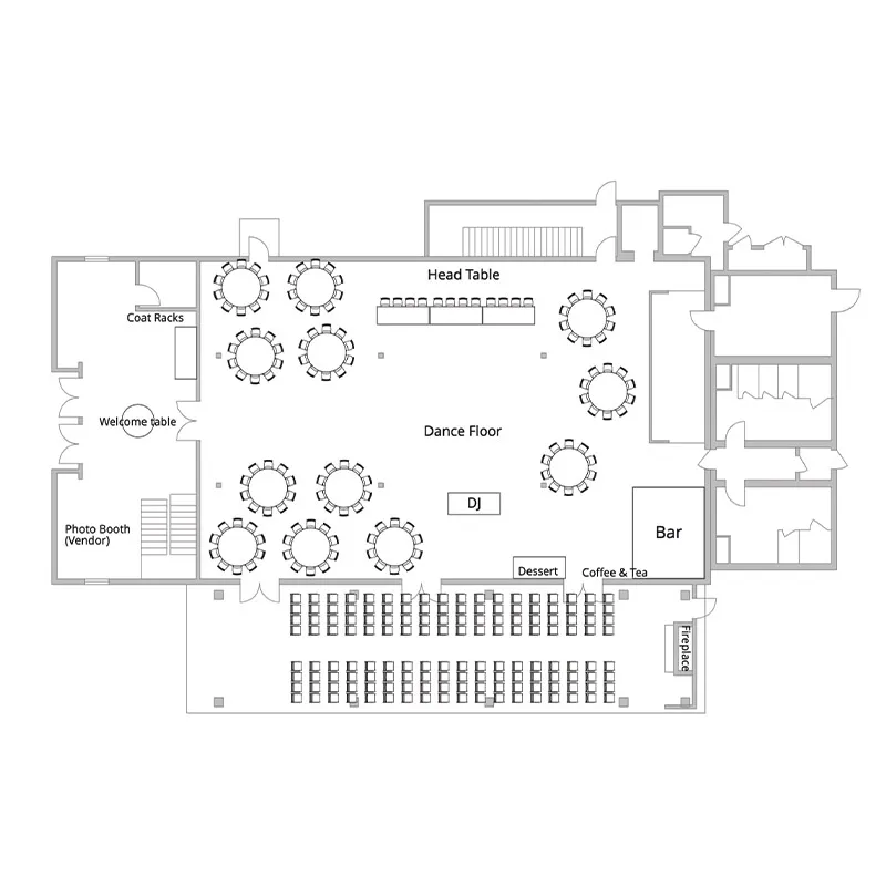 135 guests for a seated dinner with a head table
